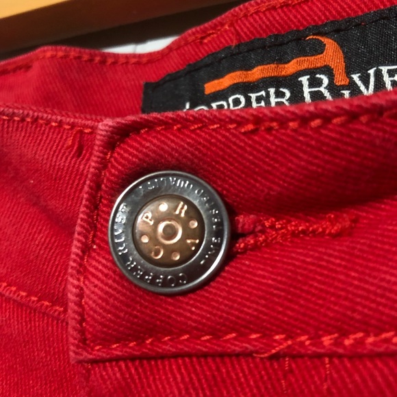 Copper Rivet Distressed Denim (Red) - Picture 5 of 7